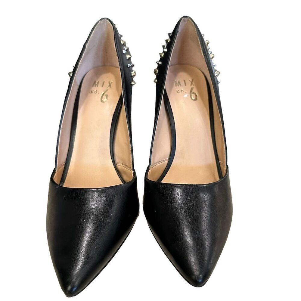 Mix No. 6‎ Women's Black Studded Stiletto Heels Size 7M Party Pumps 4” heels - Picture 3 of 11